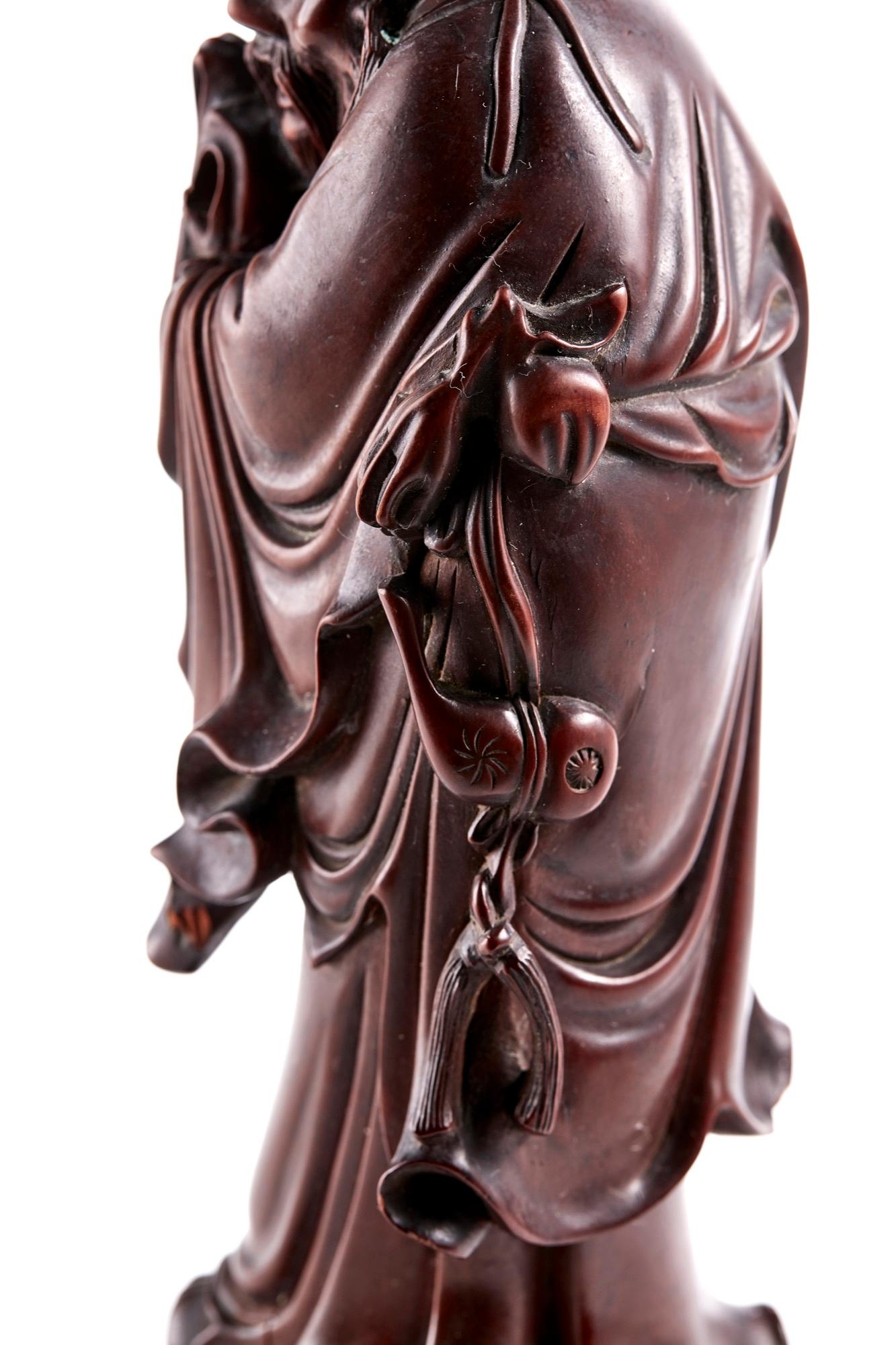 Quality Antique Carved Hardwood Oriental Figure For Sale 2