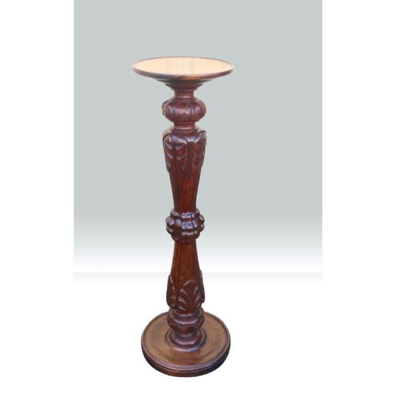19th Century Quality Antique Carved Mahogany Pedestal Torchere For Sale