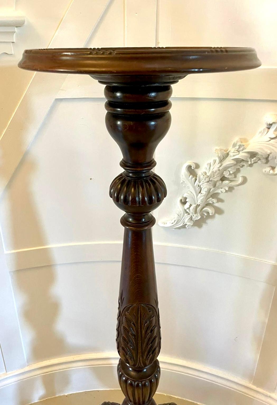 Quality Antique Carved Mahogany Torchere For Sale 5