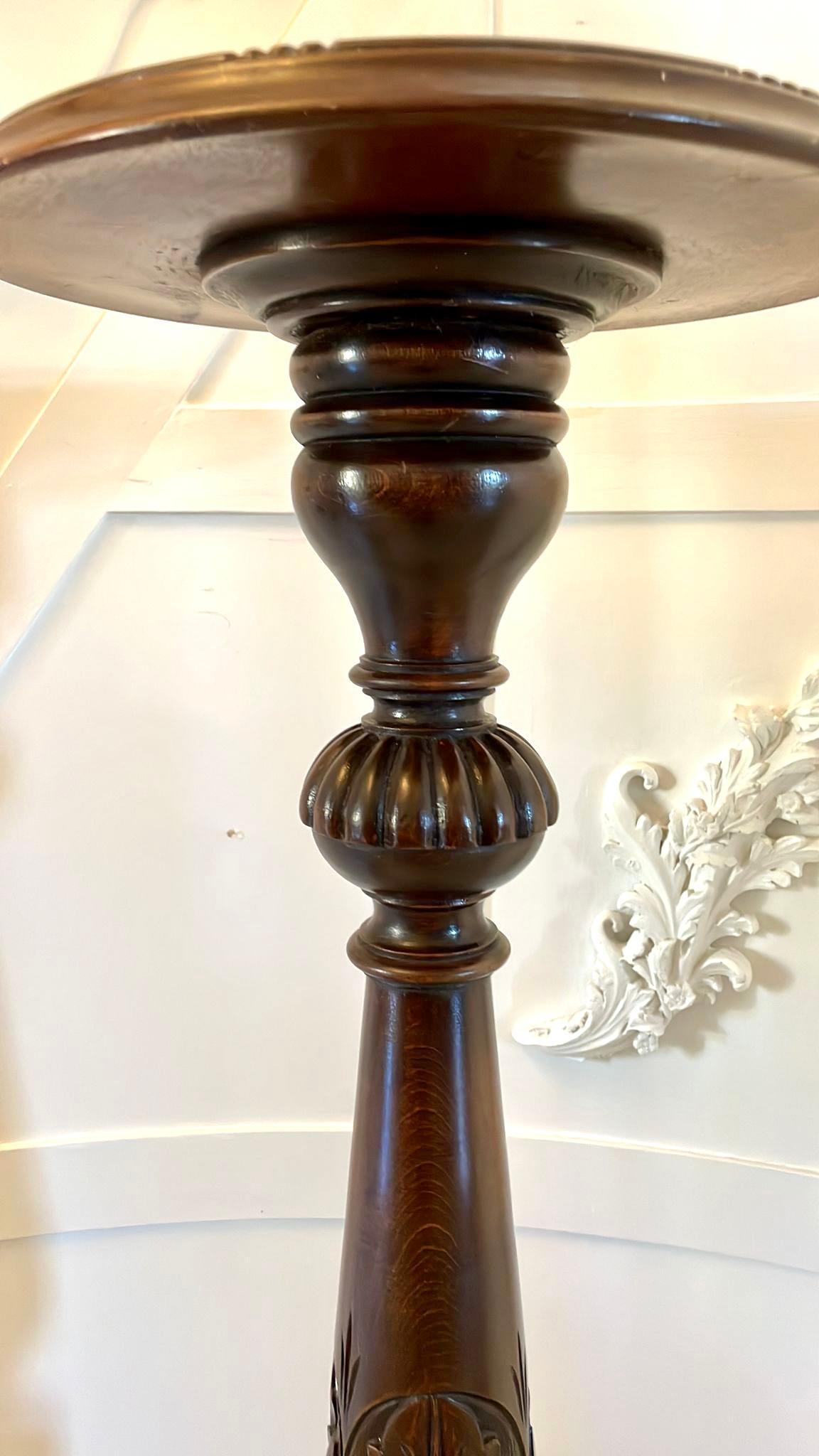 Quality Antique Carved Mahogany Torchere For Sale 1
