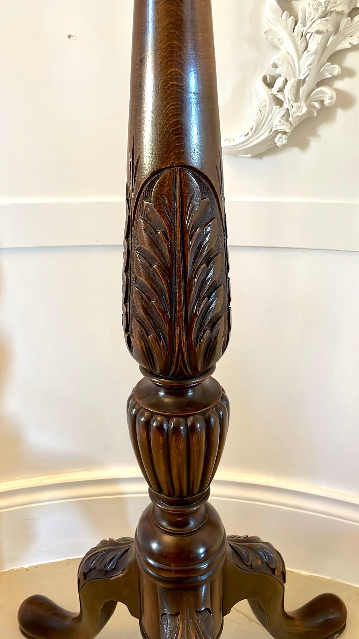 Quality Antique Carved Mahogany Torchere For Sale 2