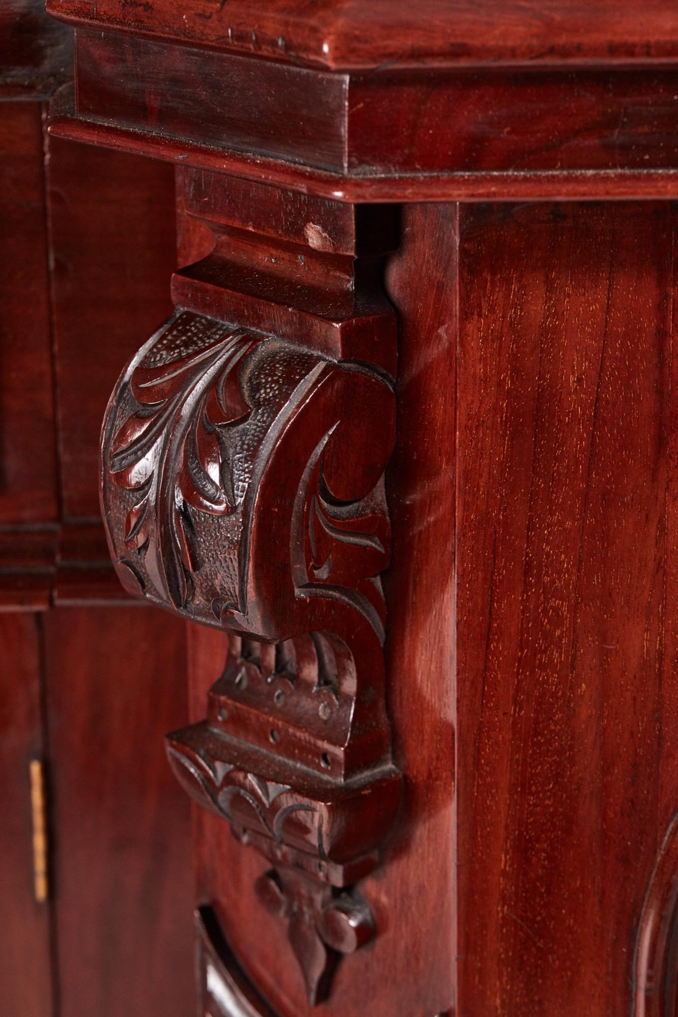 English Quality Antique Carved Victorian Mahogany Sideboard For Sale