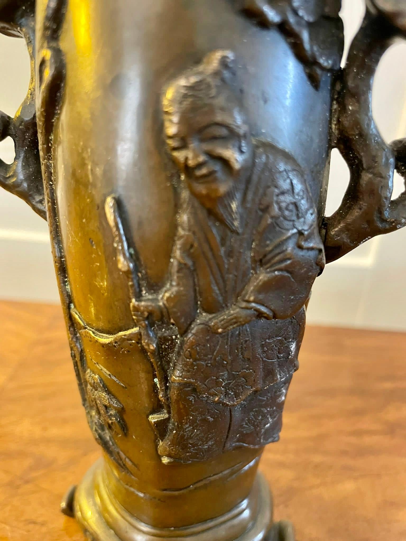 Late 19th Century Quality Antique Chinese Bronze Vase For Sale