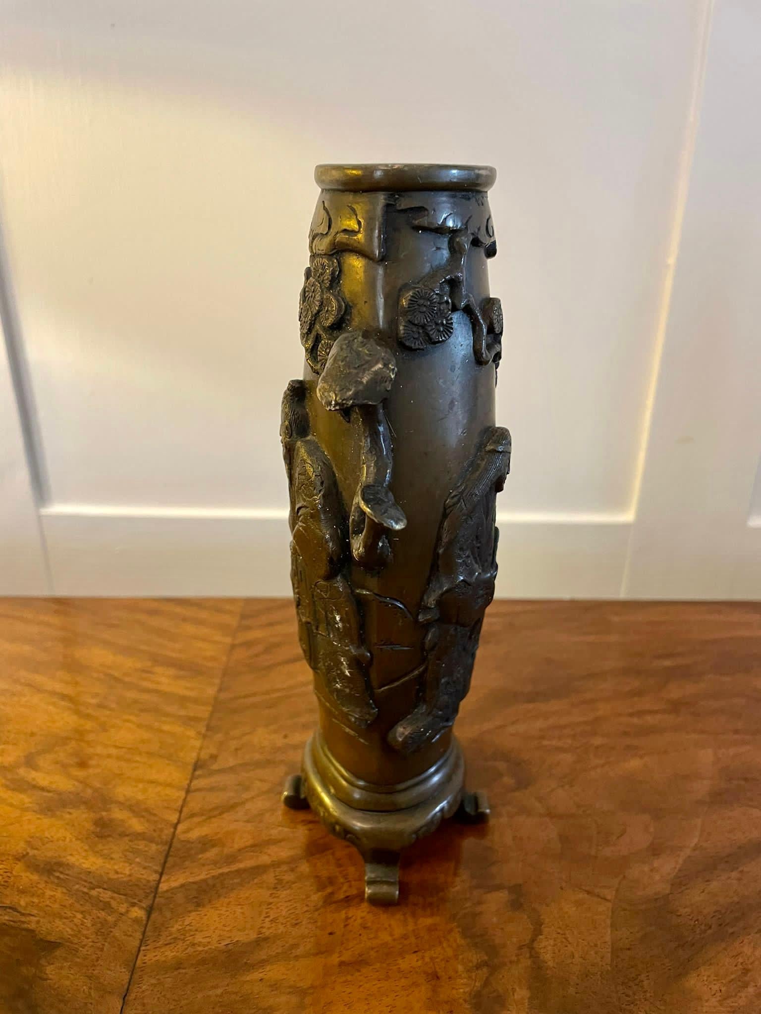 Fin du XIXe siècle Vase chinois ancien en bronze de qualité en vente