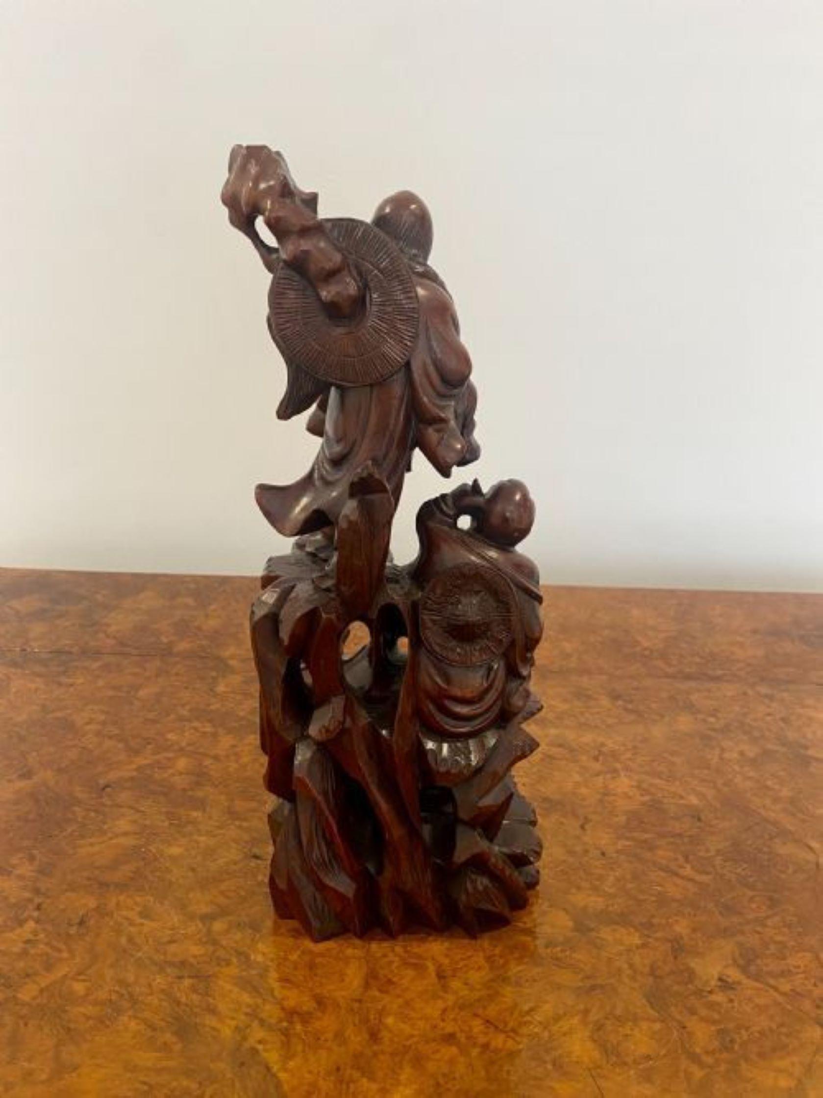 Quality Antique Chinese Carved Hardwood Group  In Good Condition For Sale In Ipswich, GB