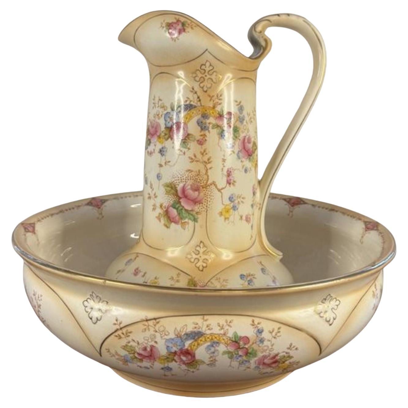 Quality antique Crown Devon jug and bowl set