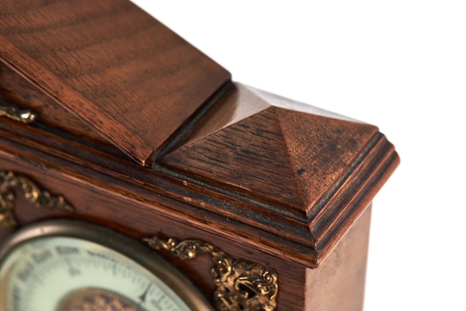 Edwardian Quality Antique Desk Clock & Barometer Set For Sale