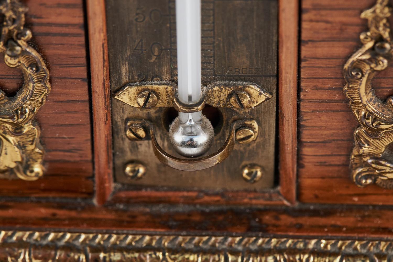 Brass Quality Antique Desk Clock & Barometer Set For Sale