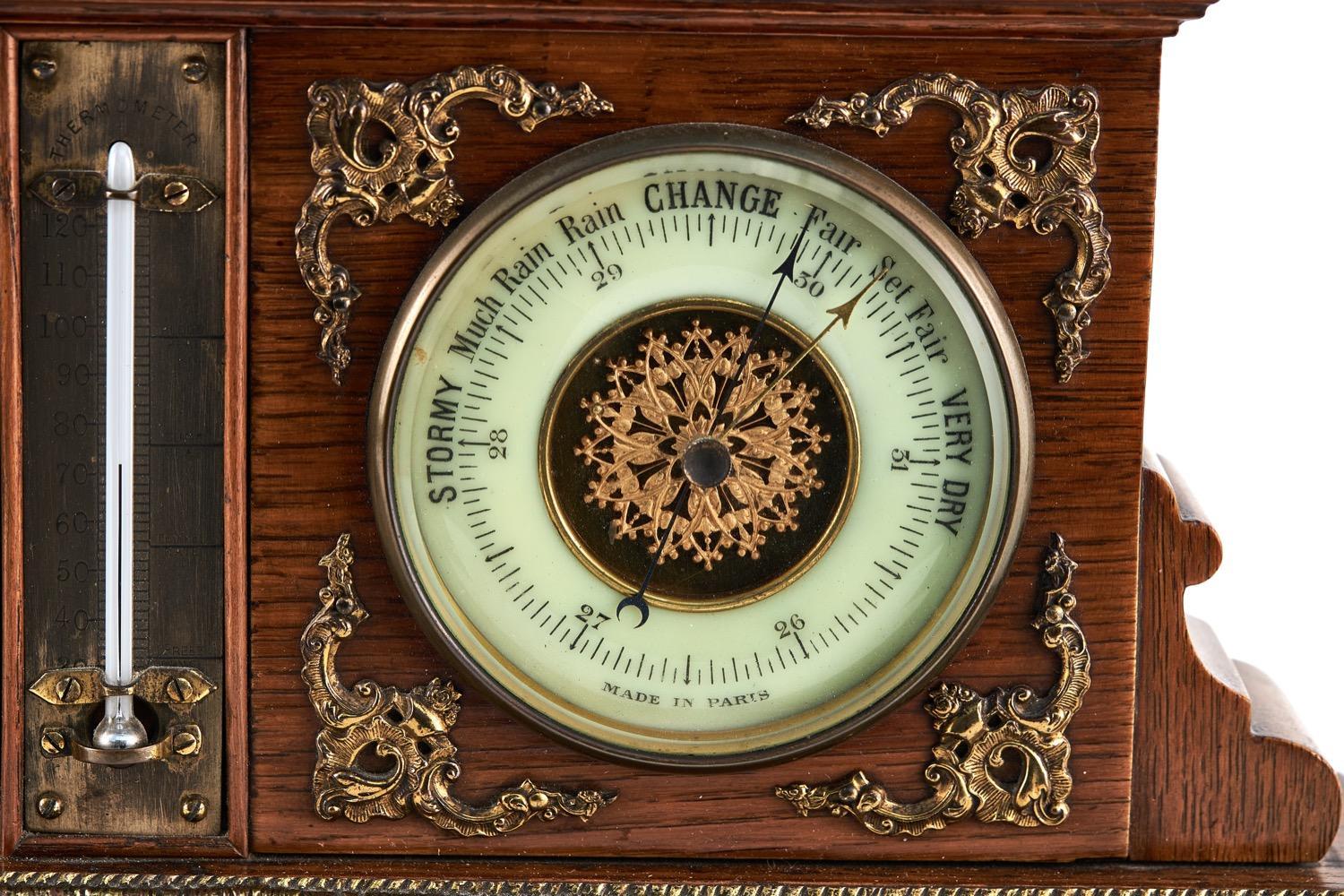 Quality Antique Desk Clock & Barometer Set For Sale 1