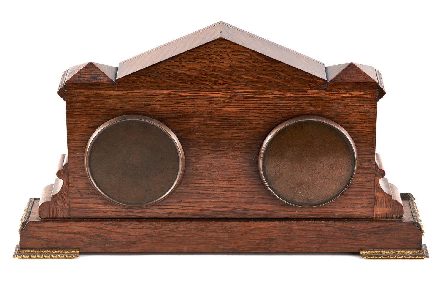 Quality Antique Desk Clock & Barometer Set For Sale 3