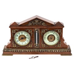 Reloj de sobremesa y barómetro antiguos de calidad