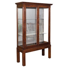 Quality Antique Display Cabinet, English, Oak, Retail, Showcase, Edwardian, 1910