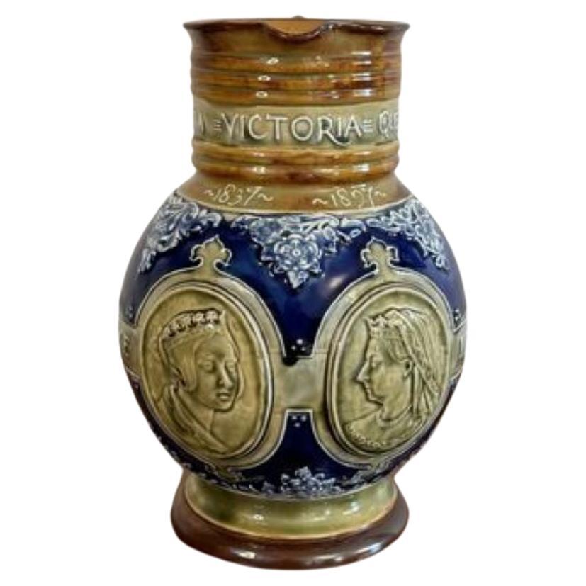 Quality antique Doulton Lambeth Queen Victoria jubilee jug  For Sale