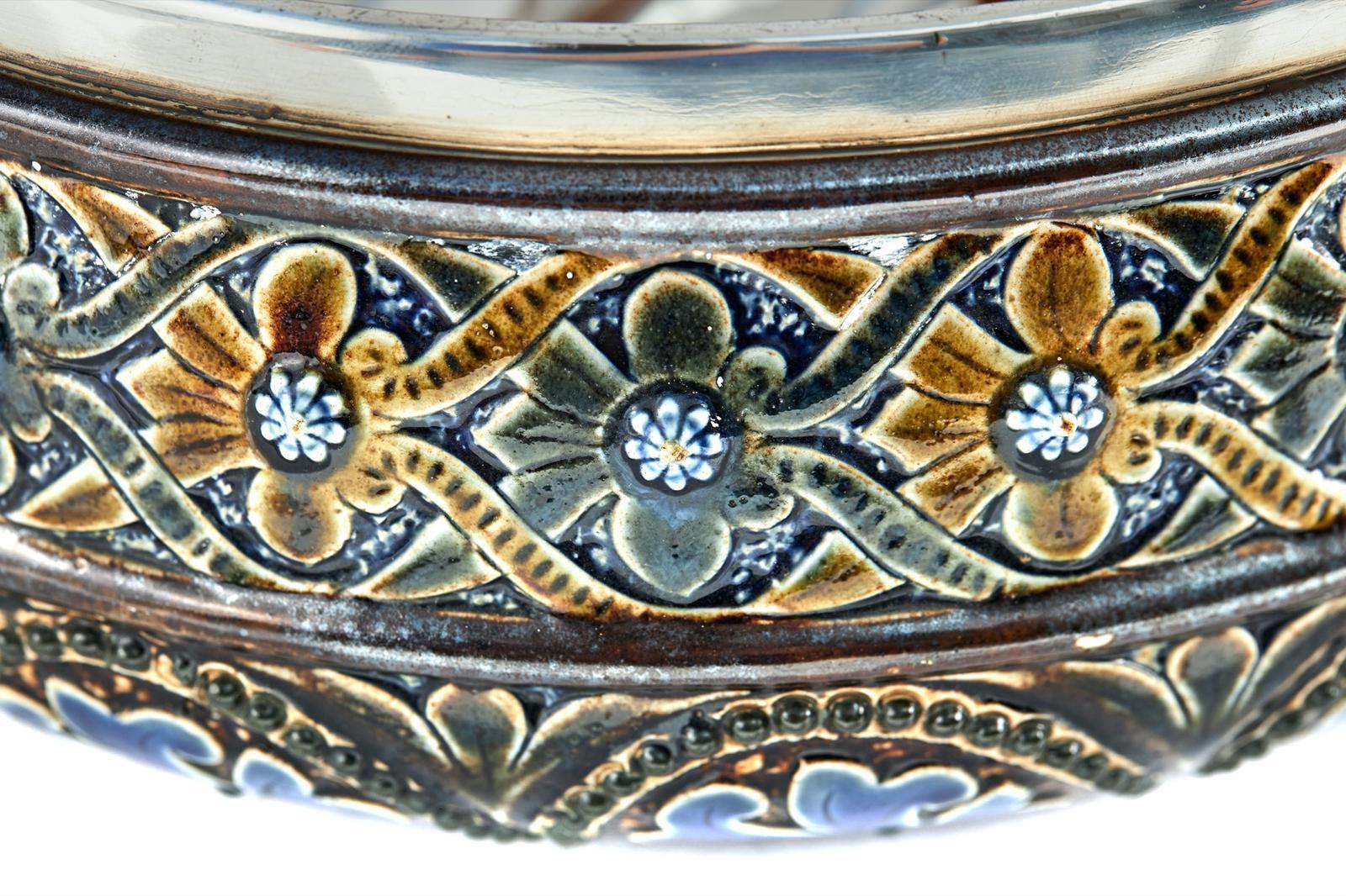 Late Victorian Quality Antique Doulton Lambeth Salad Bowl For Sale