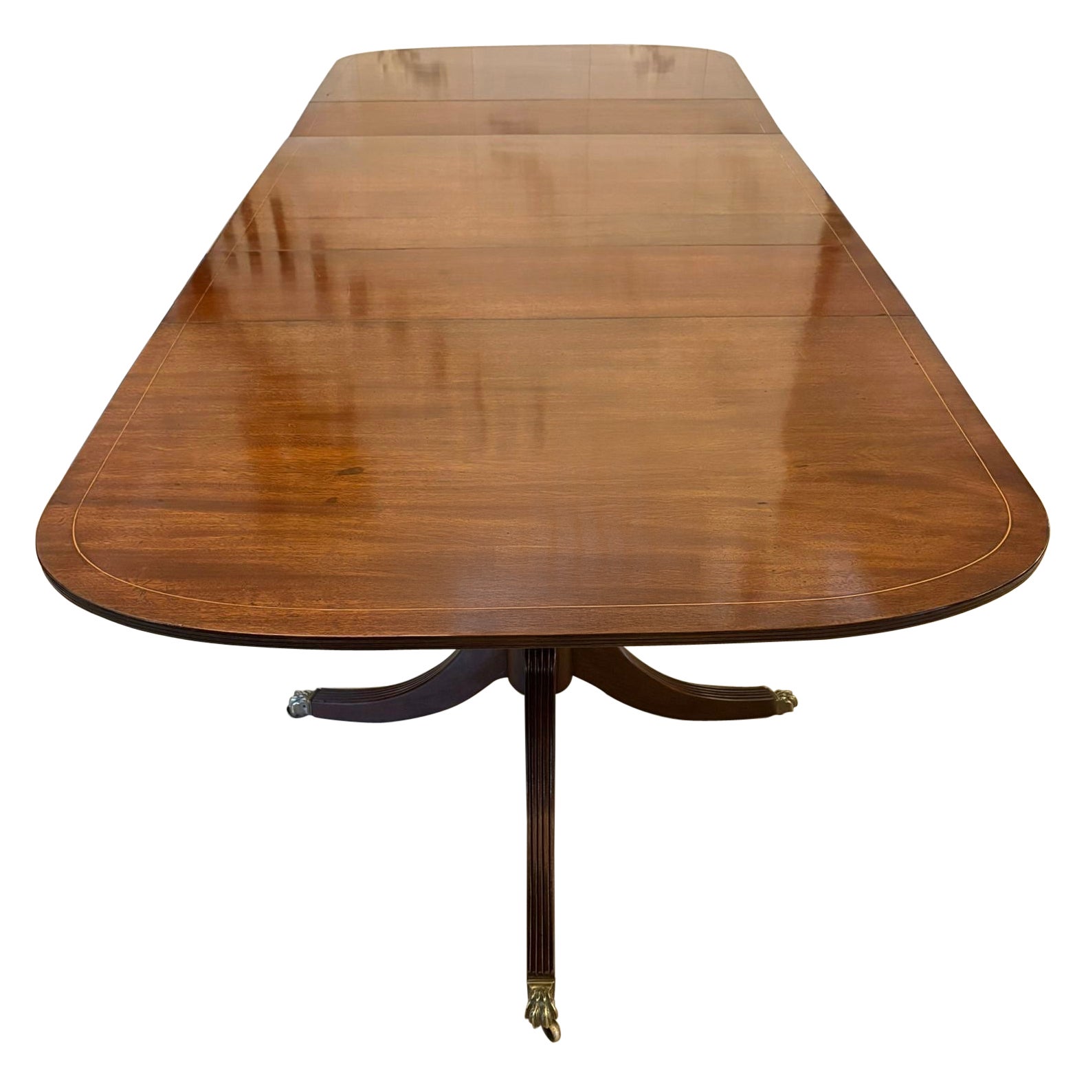 Quality Antique Edwardian 12 Seater Triple-Pedestal Dining Table For Sale