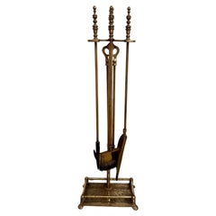 Quality antique Edwardian brass companion set