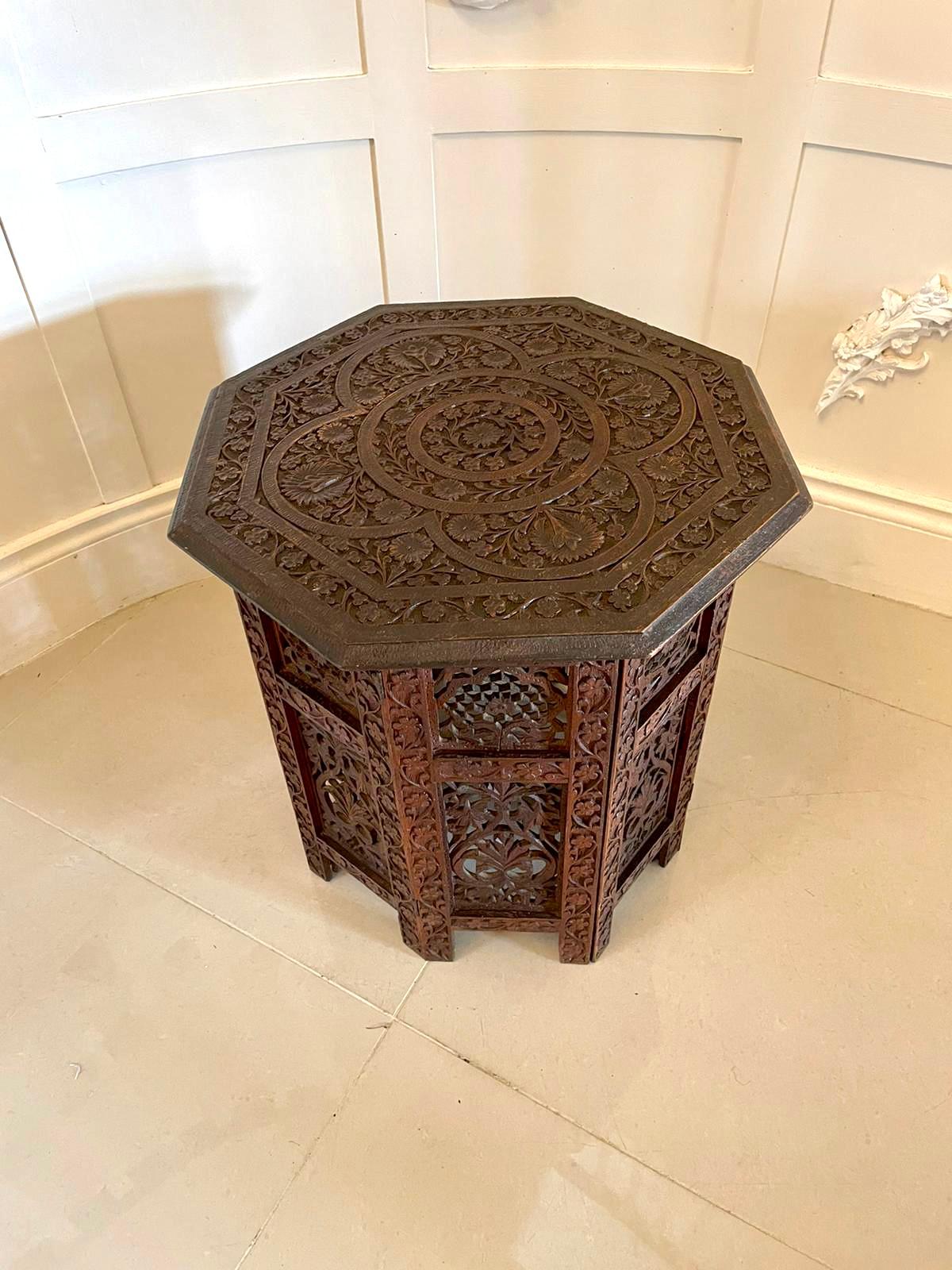 Quality Antique Edwardian Carved Hexagon Shaped Coffee Table For Sale 1