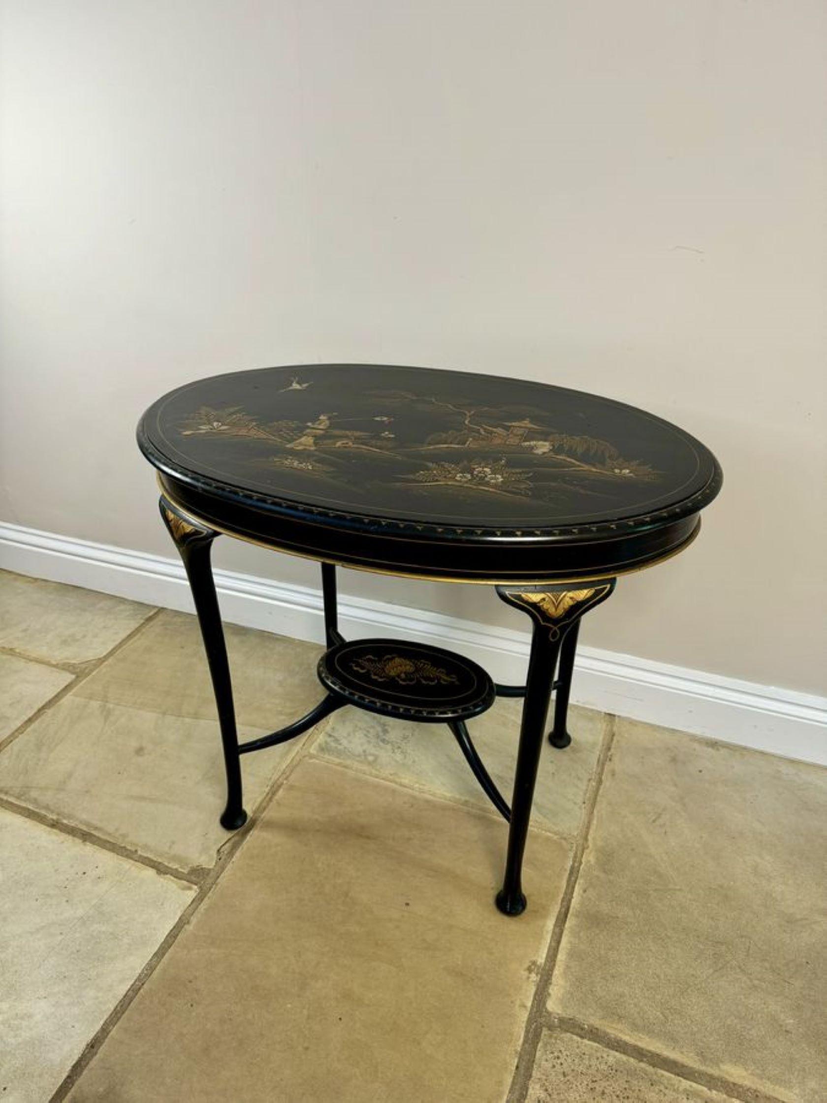 Table lampe édouardienne ancienne décorée de chinoiserie de qualité en vente 2