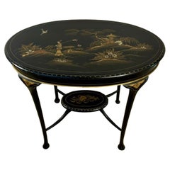 Mesa lámpara antigua de calidad eduardiana decorada en chinoiserie
