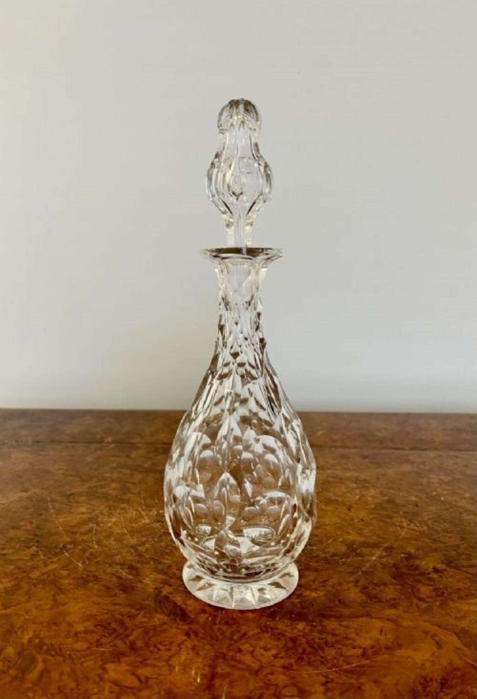Quality antique Edwardian cut glass bell shaped decanter  In Good Condition For Sale In Ipswich, GB