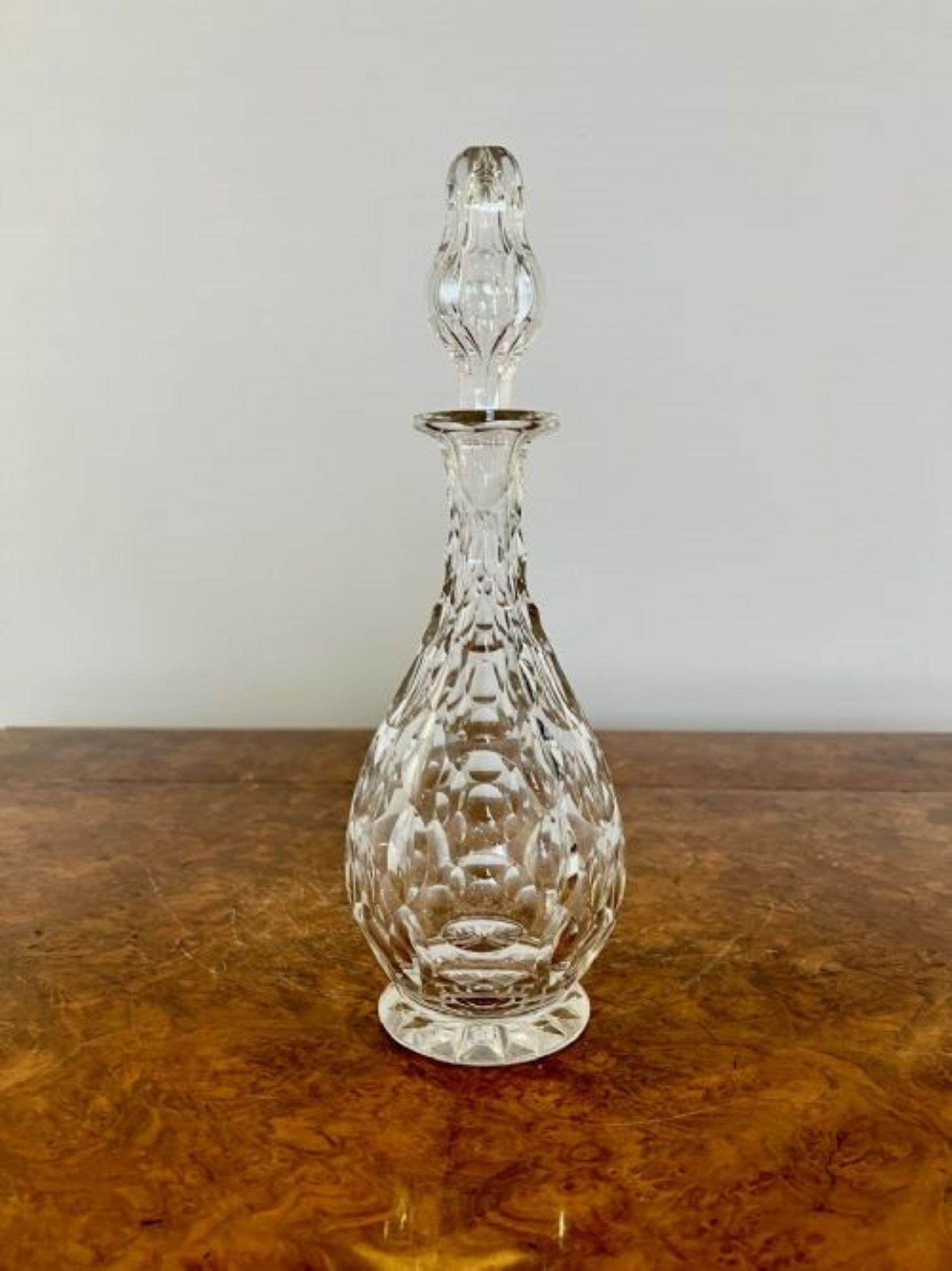 20th Century Quality antique Edwardian cut glass bell shaped decanter  For Sale