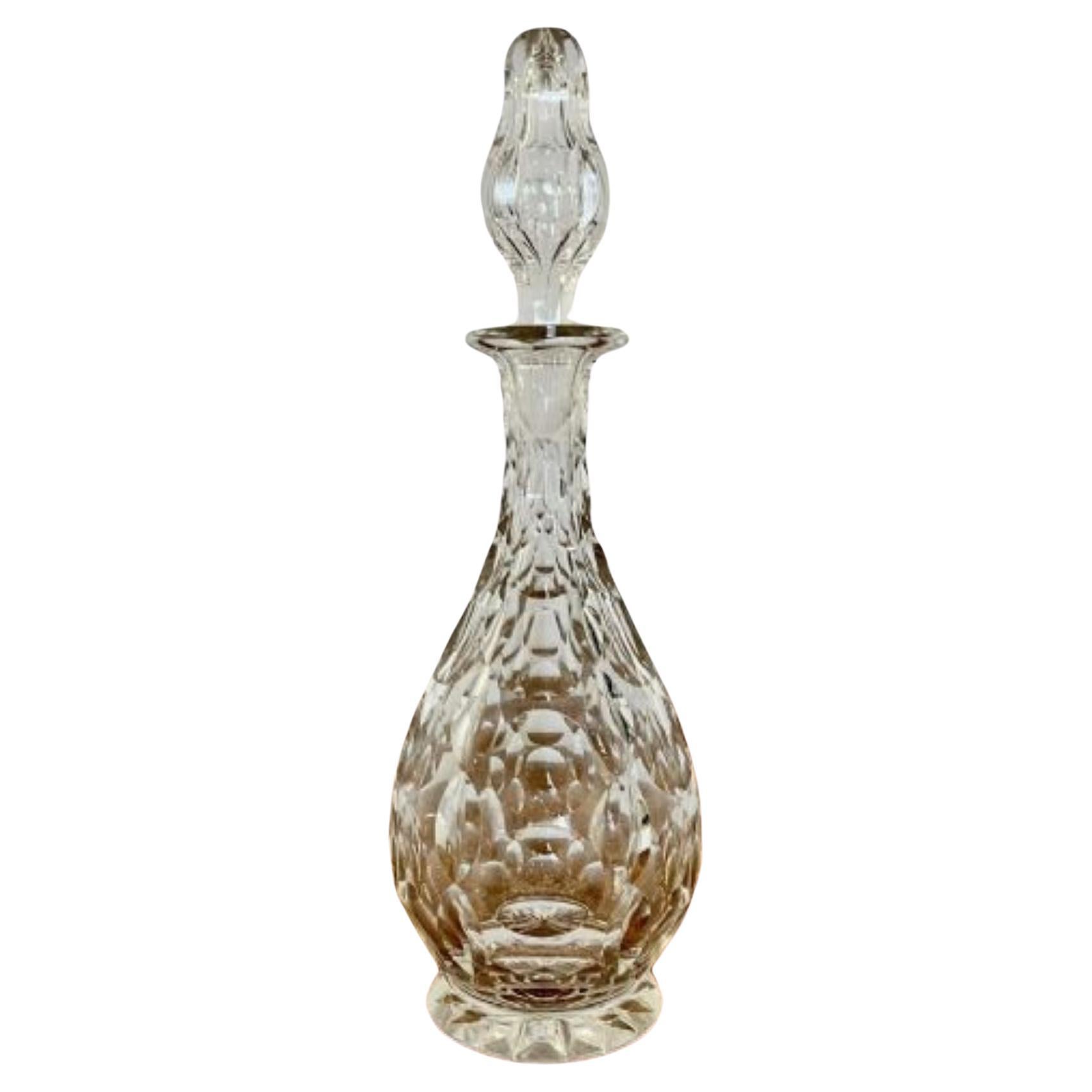 Quality antique Edwardian cut glass bell shaped decanter  For Sale