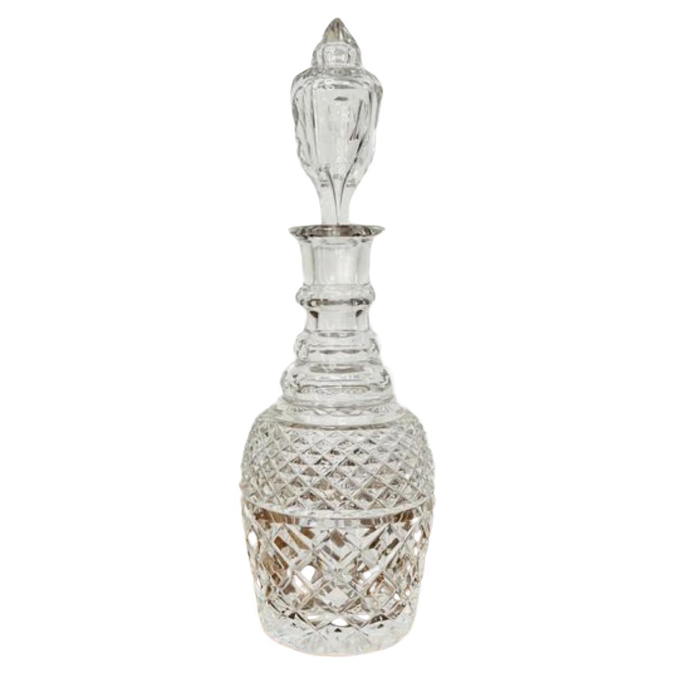 Quality antique Edwardian cut glass decanter  For Sale