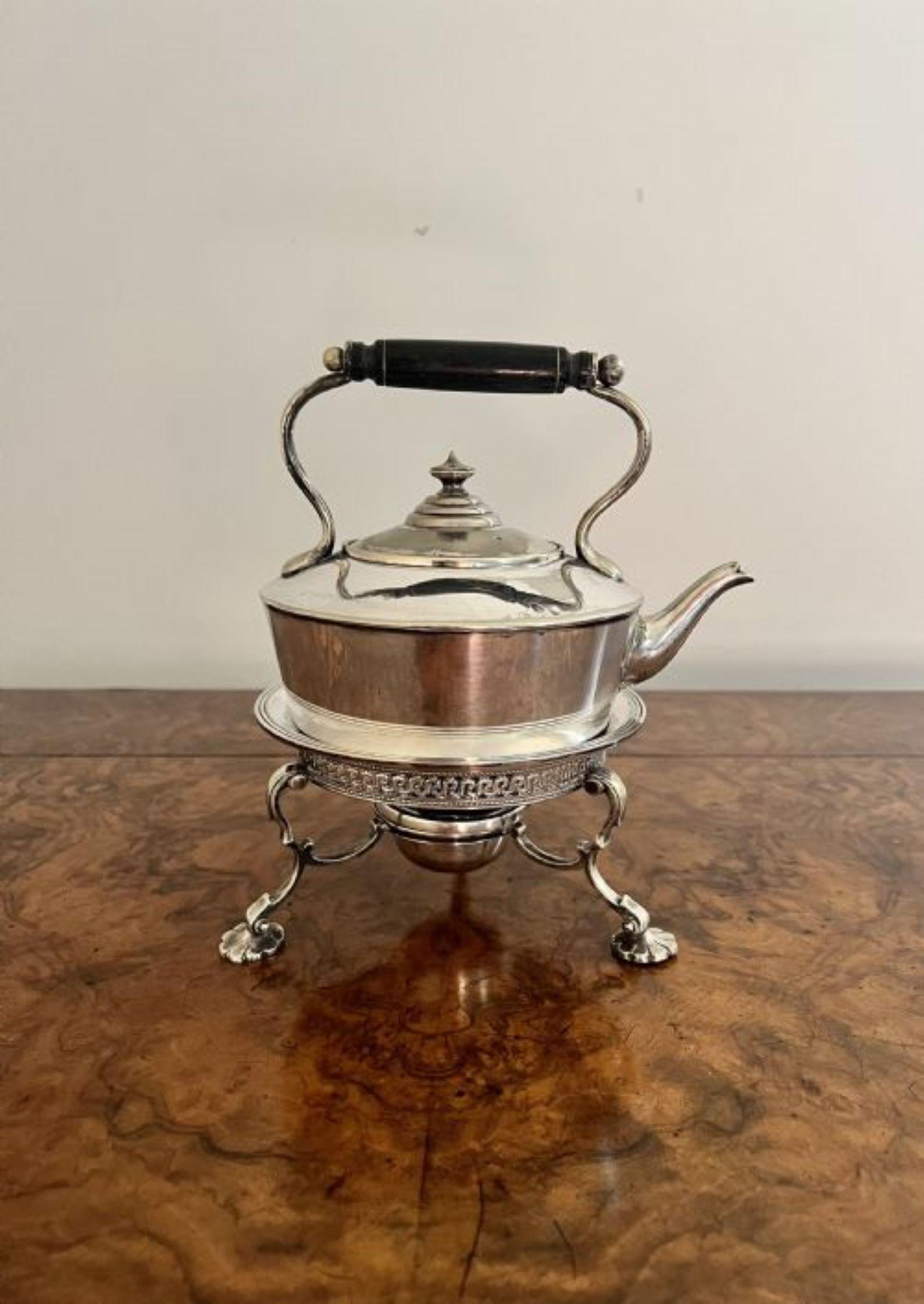 Silver Plate Quality antique Edwardian Fenton Brothers silver plated spirit kettle  For Sale