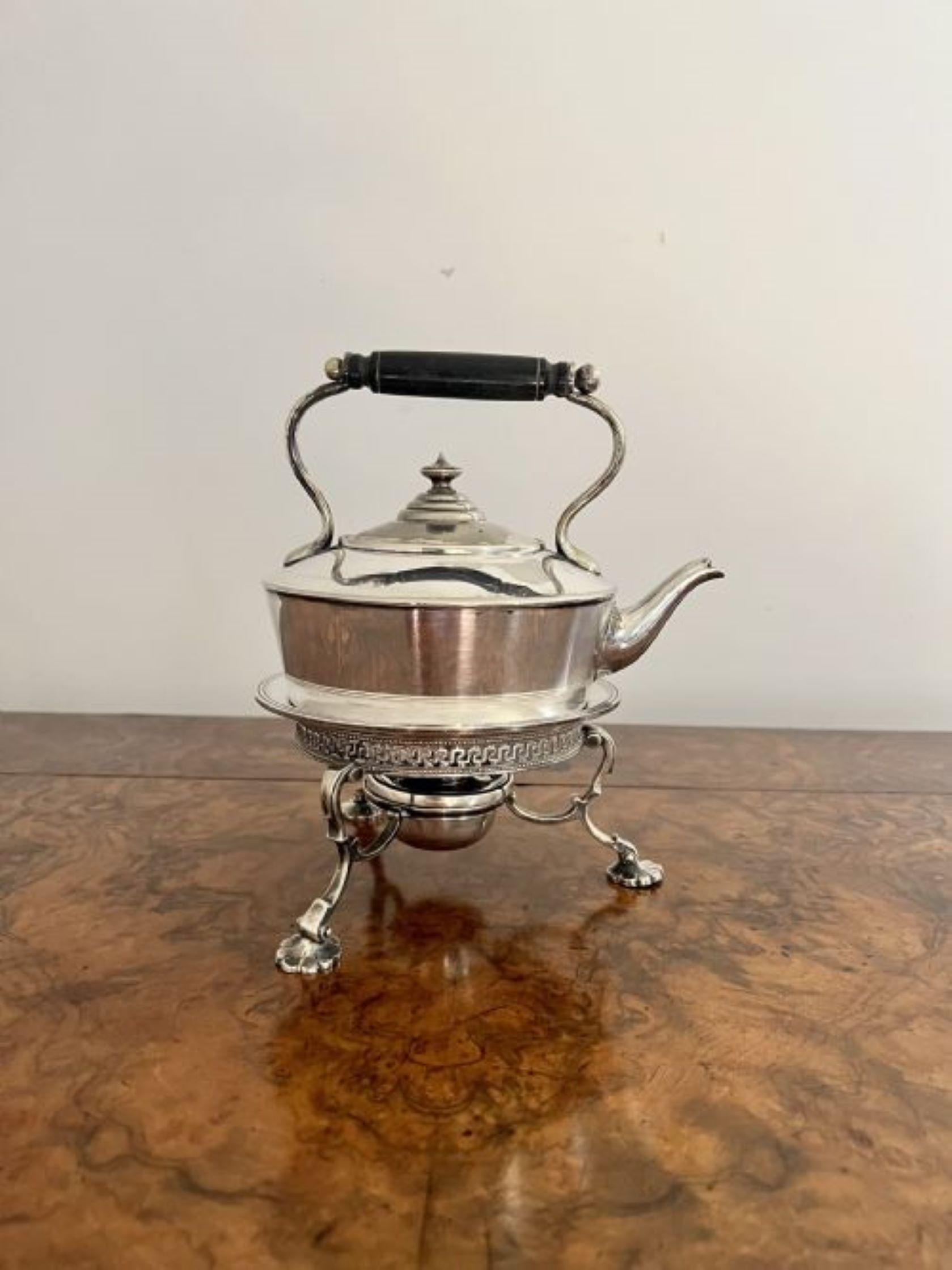 Quality antique Edwardian Fenton Brothers silver plated spirit kettle  For Sale 1