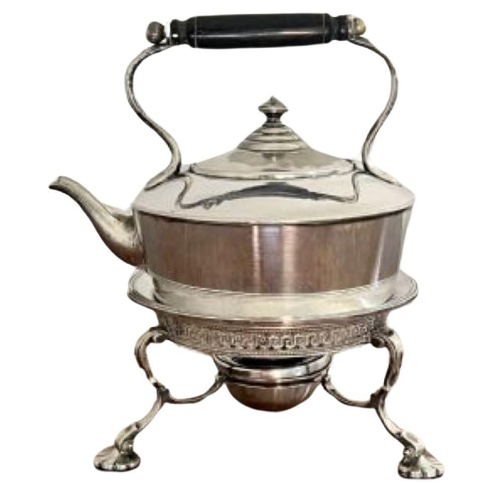 Quality antique Edwardian Fenton Brothers silver plated spirit kettle  For Sale