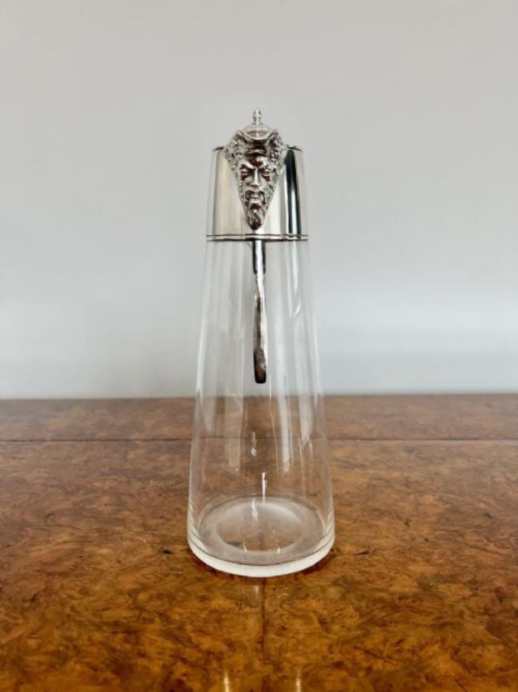 Quality antique Edwardian glass and silver plated claret jug  For Sale 1