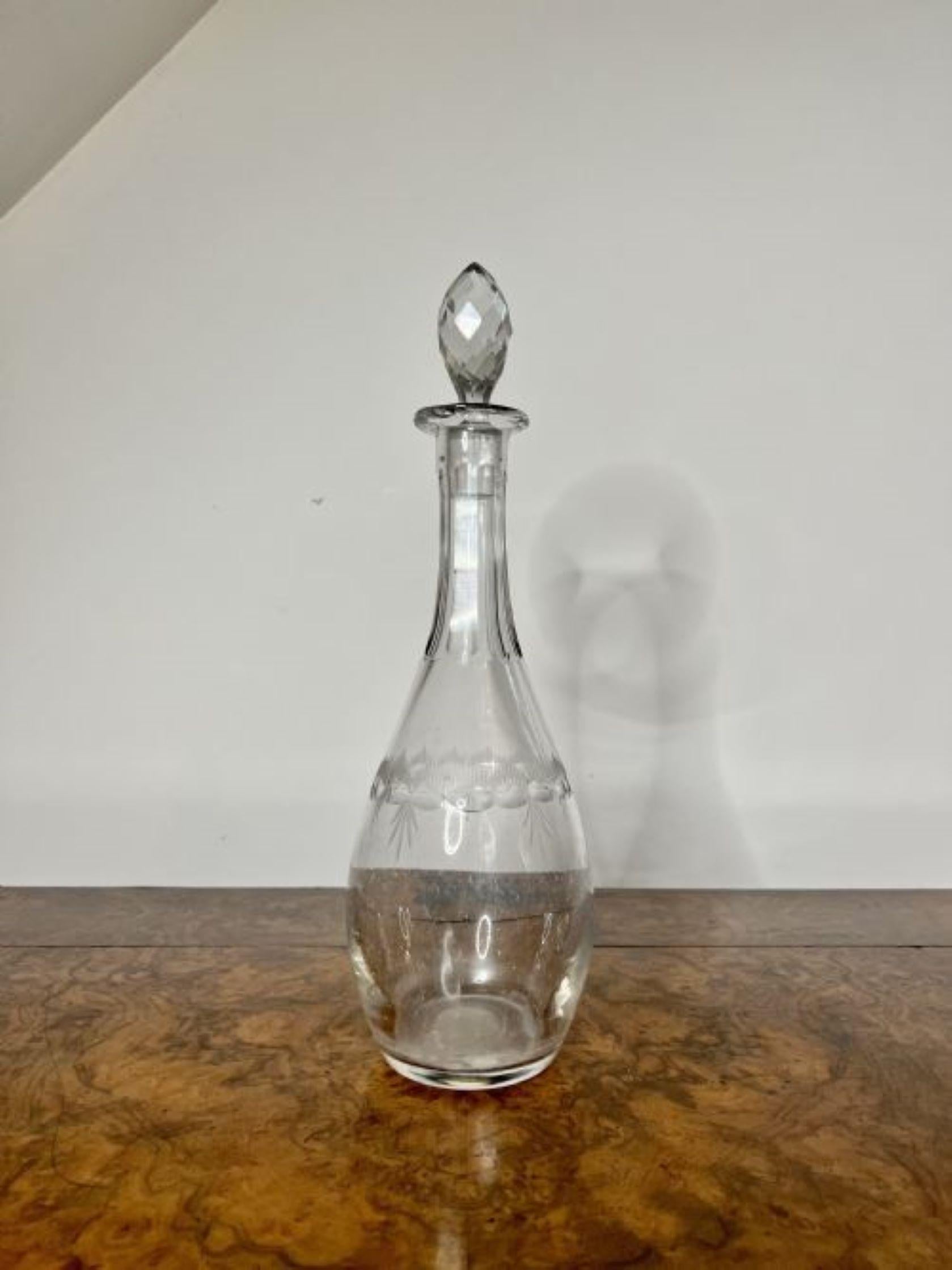 Quality antique Edwardian glass decanter  In Good Condition For Sale In Ipswich, GB