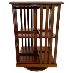 Quality Antique Edwardian Inlaid Mahogany Revolving Bookcase
