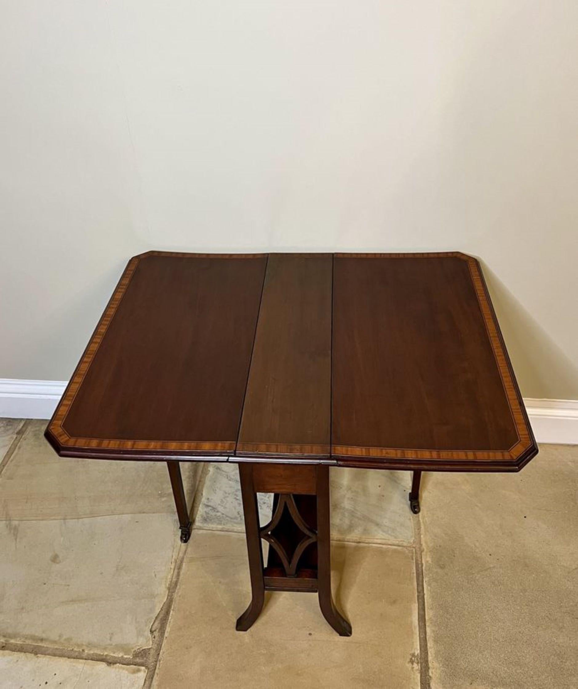 Quality antique Edwardian inlaid mahogany Sutherland table  2