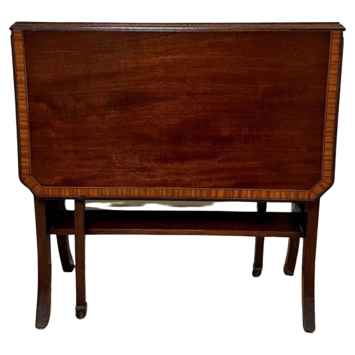 Quality antique Edwardian inlaid mahogany Sutherland table  For Sale