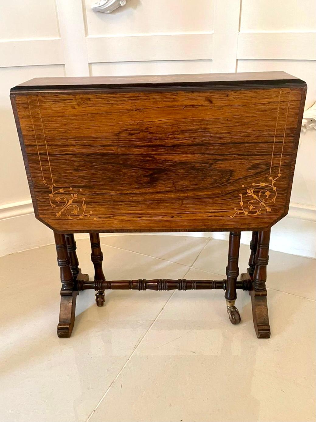 Quality Antique Edwardian Inlaid Rosewood Sutherland Table For Sale 4