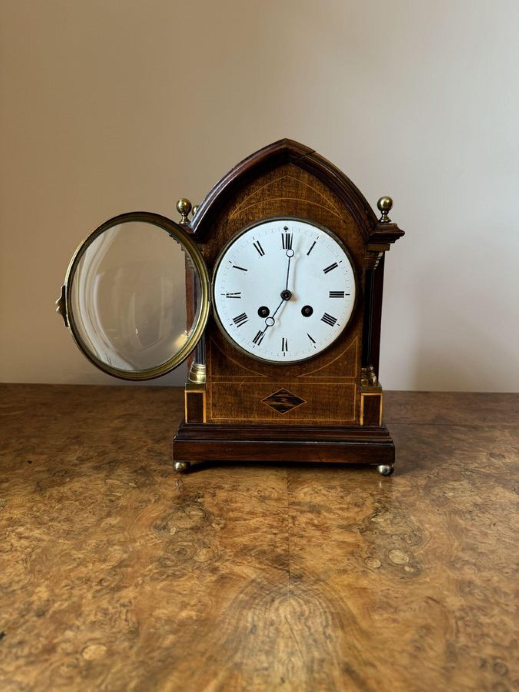 20th Century Quality antique Edwardian mahogany inlaid bracket clock  For Sale