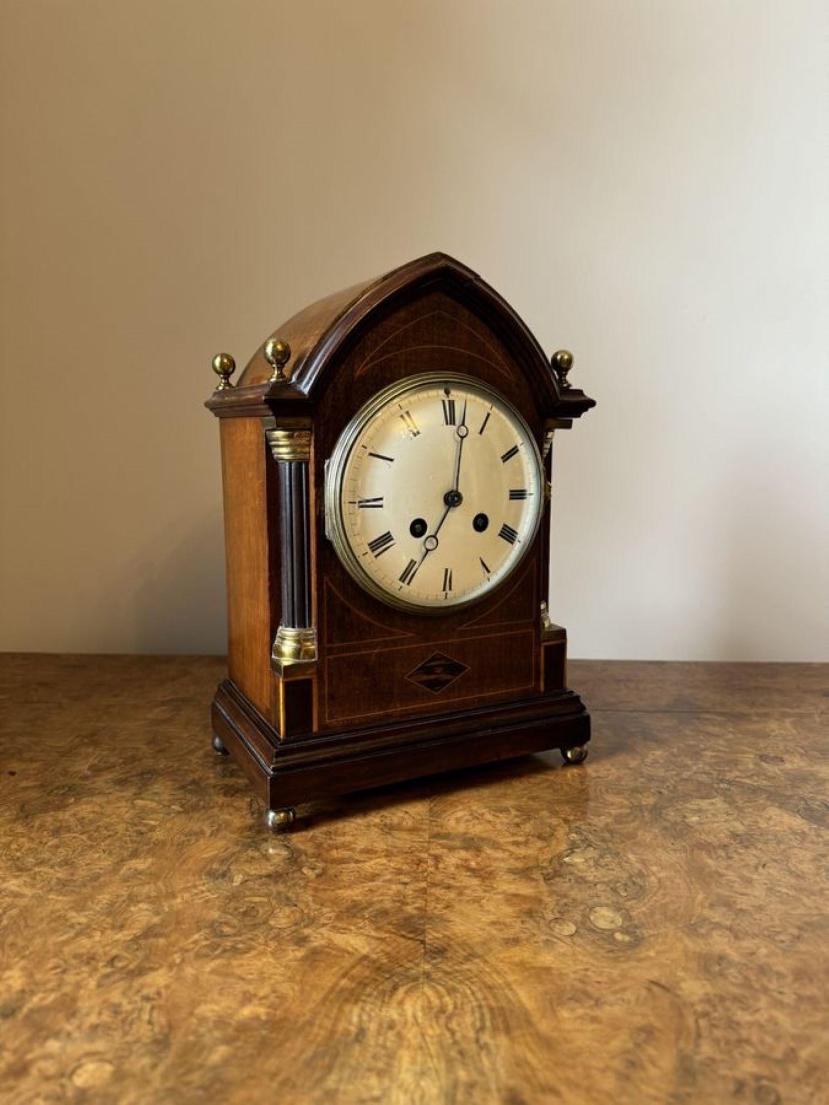 Mahogany Quality antique Edwardian mahogany inlaid bracket clock  For Sale