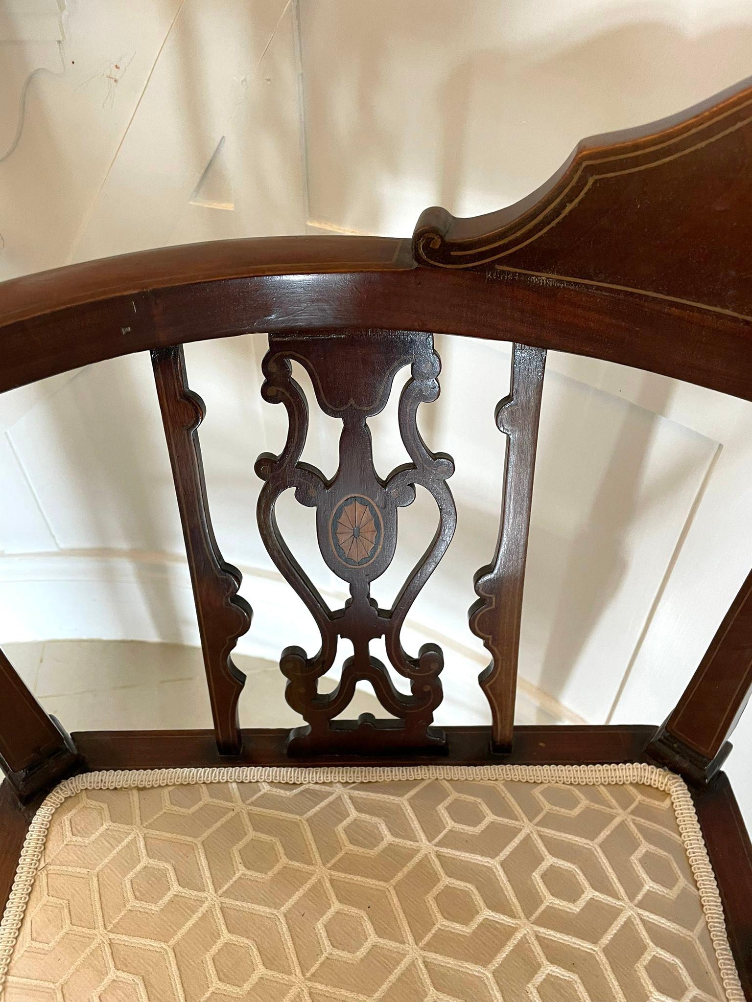 Quality Antique Edwardian Mahogany Inlaid Corner Chair 6