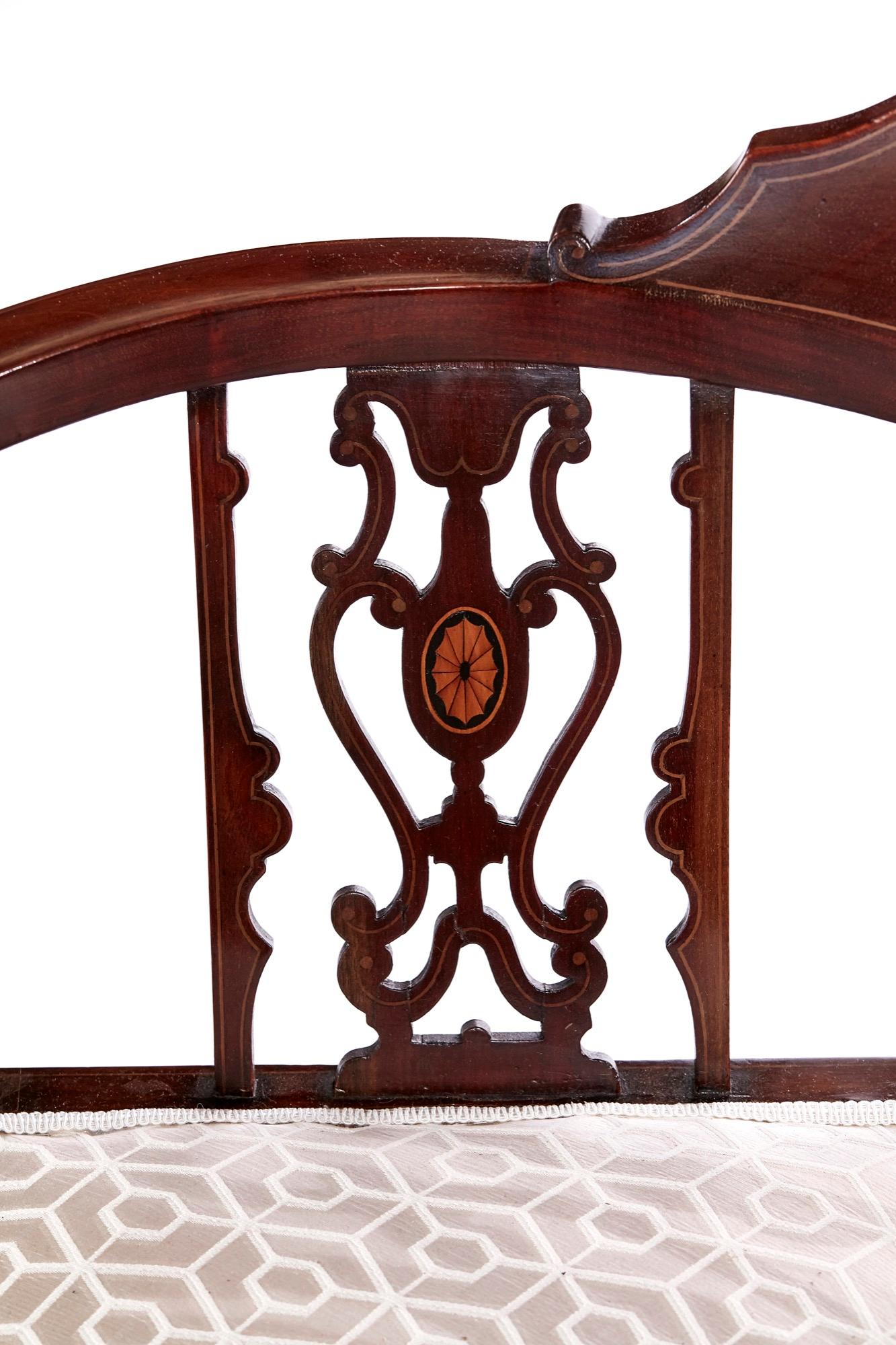 Quality Antique Edwardian Mahogany Inlaid Corner Chair In Excellent Condition In Suffolk, GB
