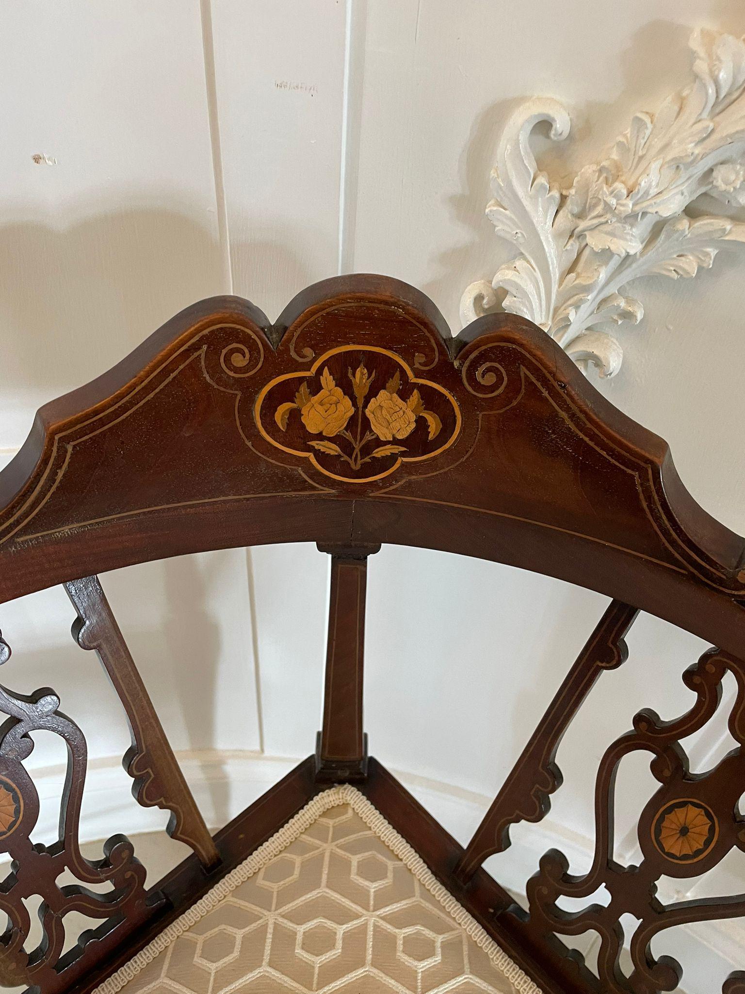20th Century Quality Antique Edwardian Mahogany Inlaid Corner Chair