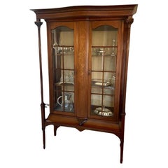 Quality antique Edwardian mahogany inlaid display cabinet