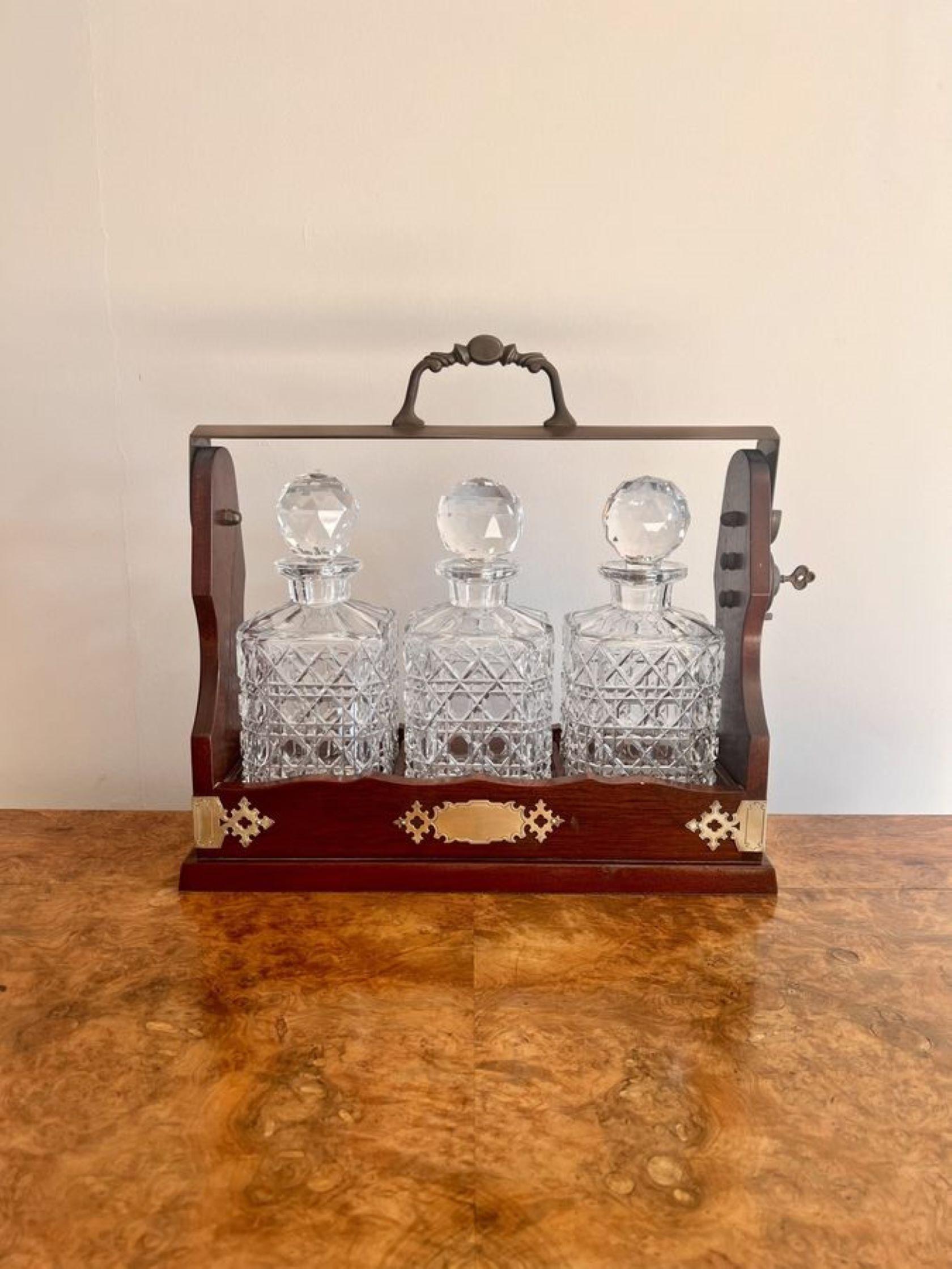 Quality antique Edwardian mahogany tantalus In Good Condition For Sale In Ipswich, GB