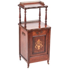 Quality Antique Edwardian Rosewood Inlaid Coal Purdonium