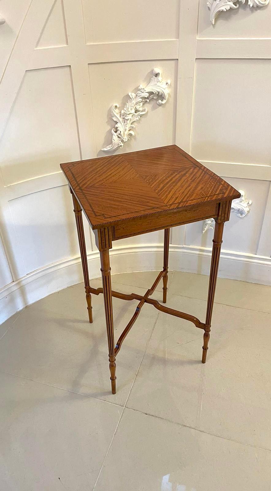 Quality Antique Edwardian Satinwood Inlaid Lamp Table 4