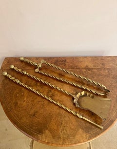 Quality antique Edwardian set of brass fire irons