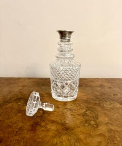 Hochwertige antike edwardianische Karaffe aus Silber mit geschliffenem Glas