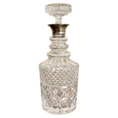 Hochwertige antike edwardianische Karaffe aus Silber mit geschliffenem Glas