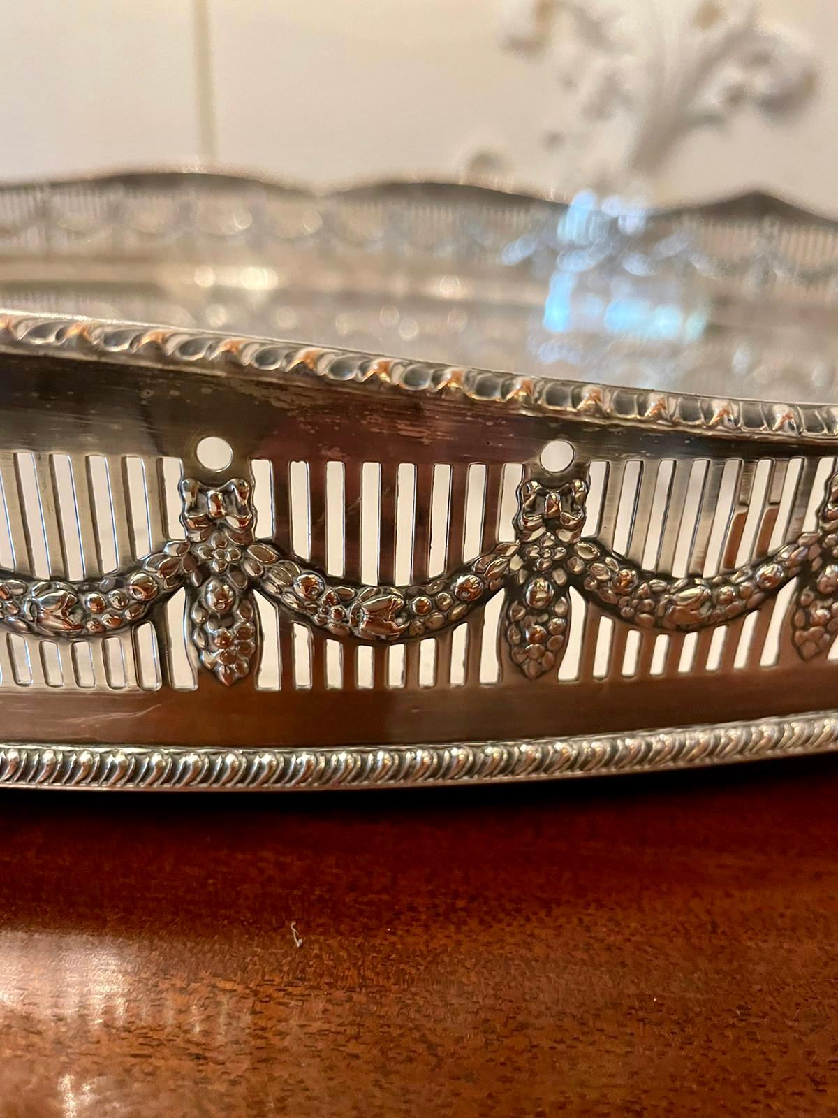 Quality Antique Edwardian Silver Plated Gallery Tray 4