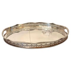 Quality Antique Edwardian Silver Plated Gallery Tray